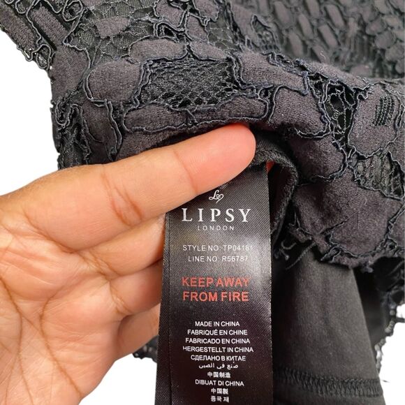 Lipsy London Black‎ Lace Long-Sleeve Blouse – Size US 8 (SKU: 365) - Picture 7 of 8